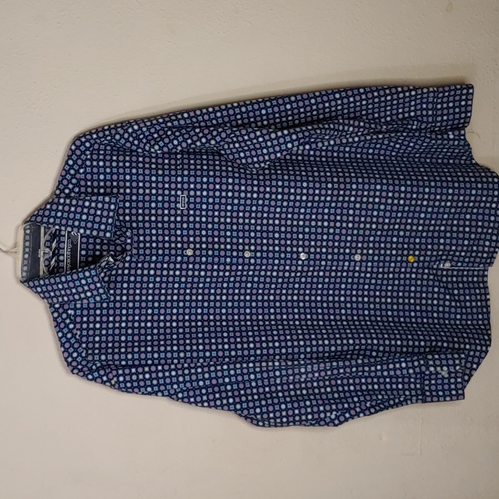 ☀️3/$25 Enyce Size XL Long Sleeve Button down shirt patterned print navy blue